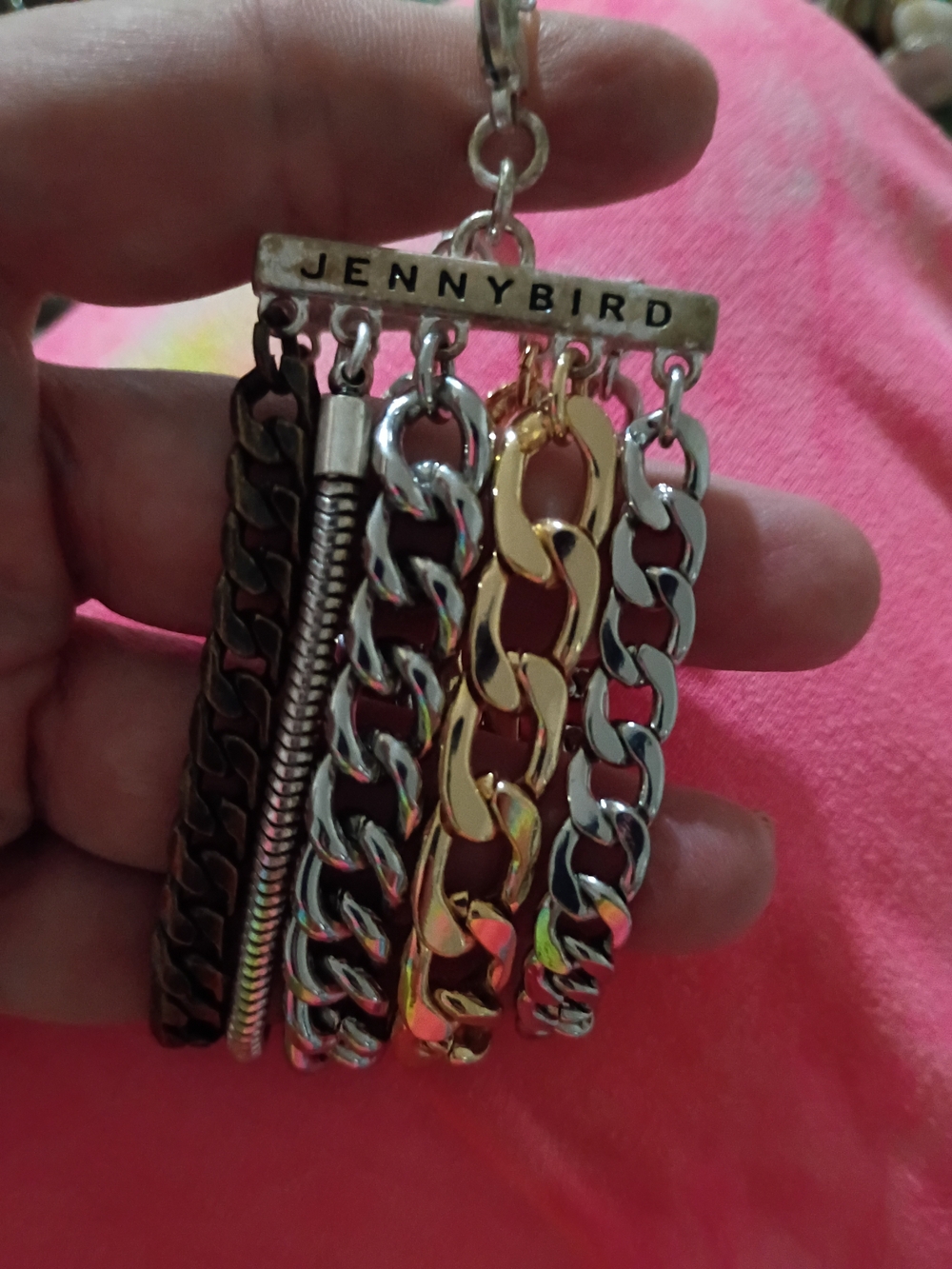 Jenny Bird Multi-Chain Pendant Keyring - Gold & Silver